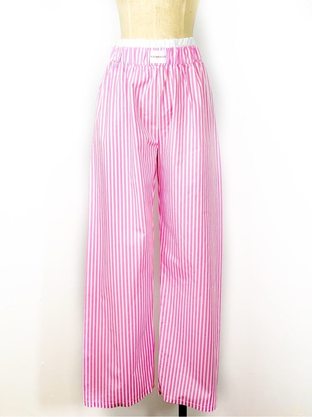 Rampage Pink and White Striped Wide-Leg Pajama Style Pants L
